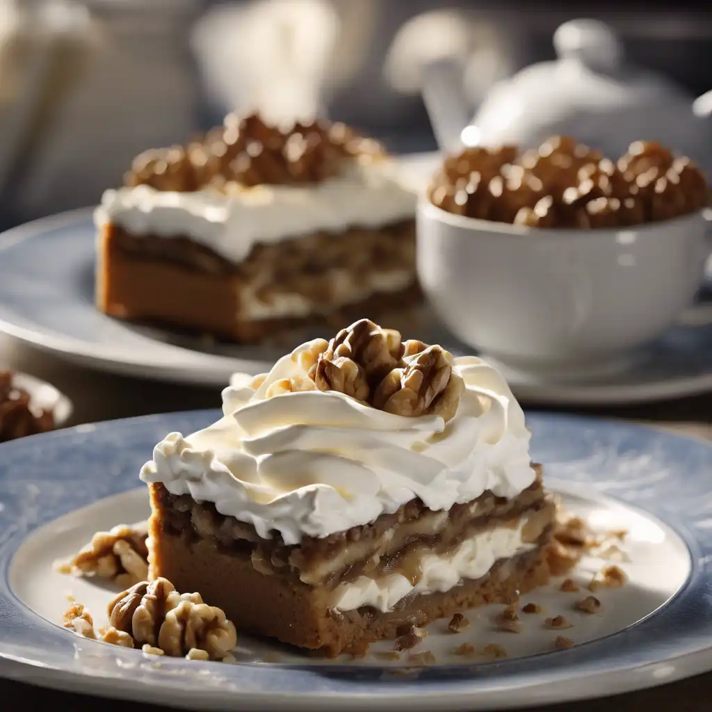 Walnut Slice with Whipped Cream