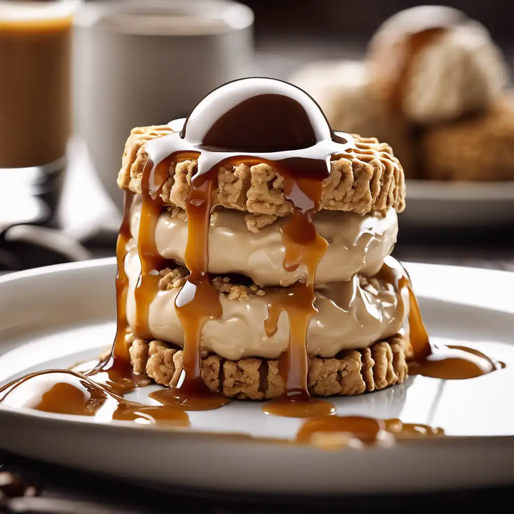 Oatmeal Biscuit with Coffee Ice Cream and Caramel Sauce