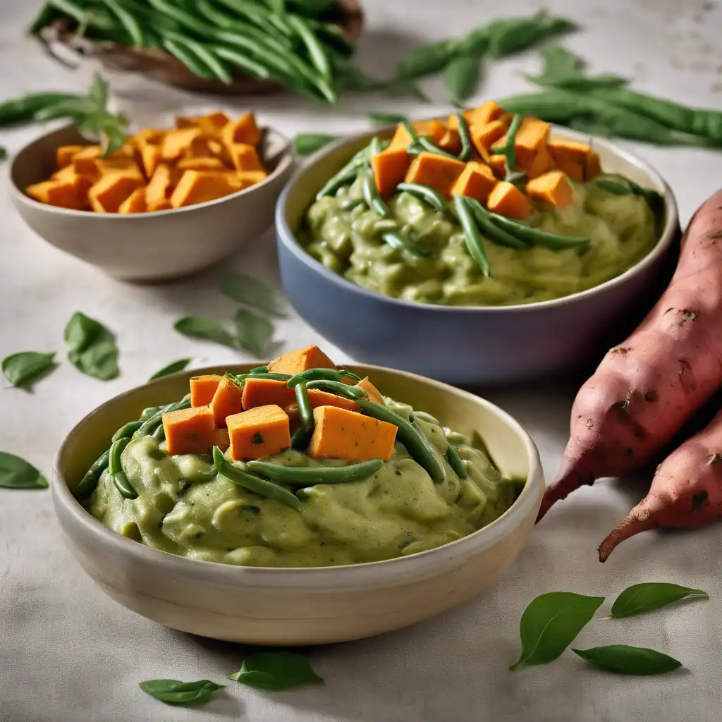 Sweet Potato with Green Beans in Pesto Cream