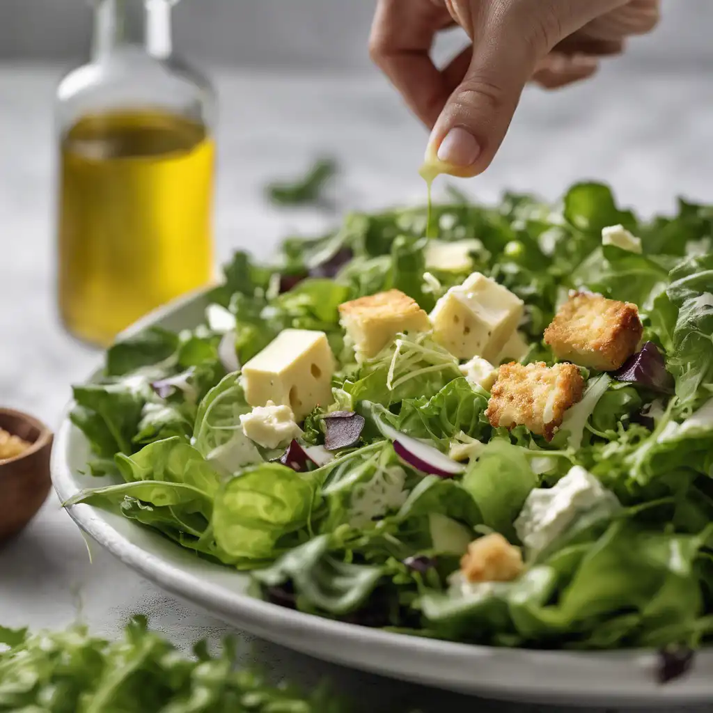 Green Salad with Minas Cheese Croutons