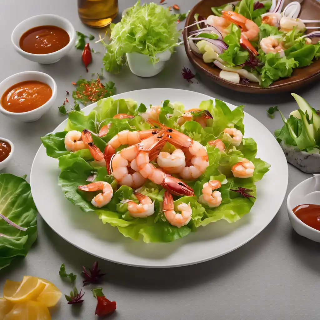 Shrimp and Lettuce Salad with Spicy Sauce