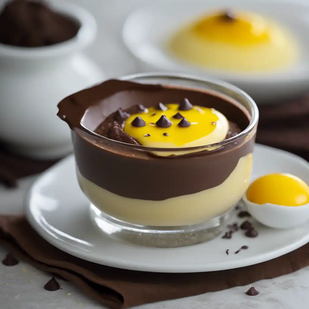 Chocolate Pudding with Egg Custard Sauce