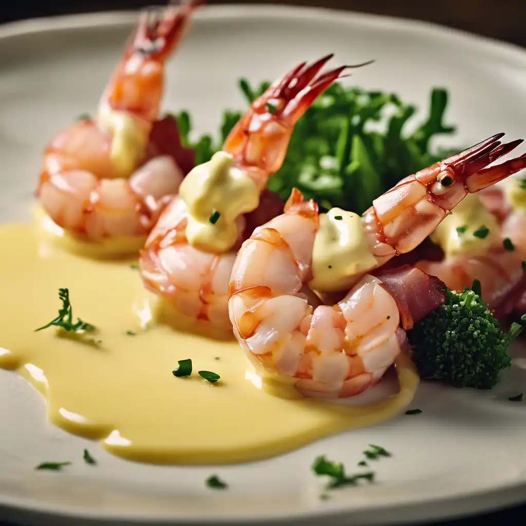 Garlic Shrimp with Hollandaise Sauce