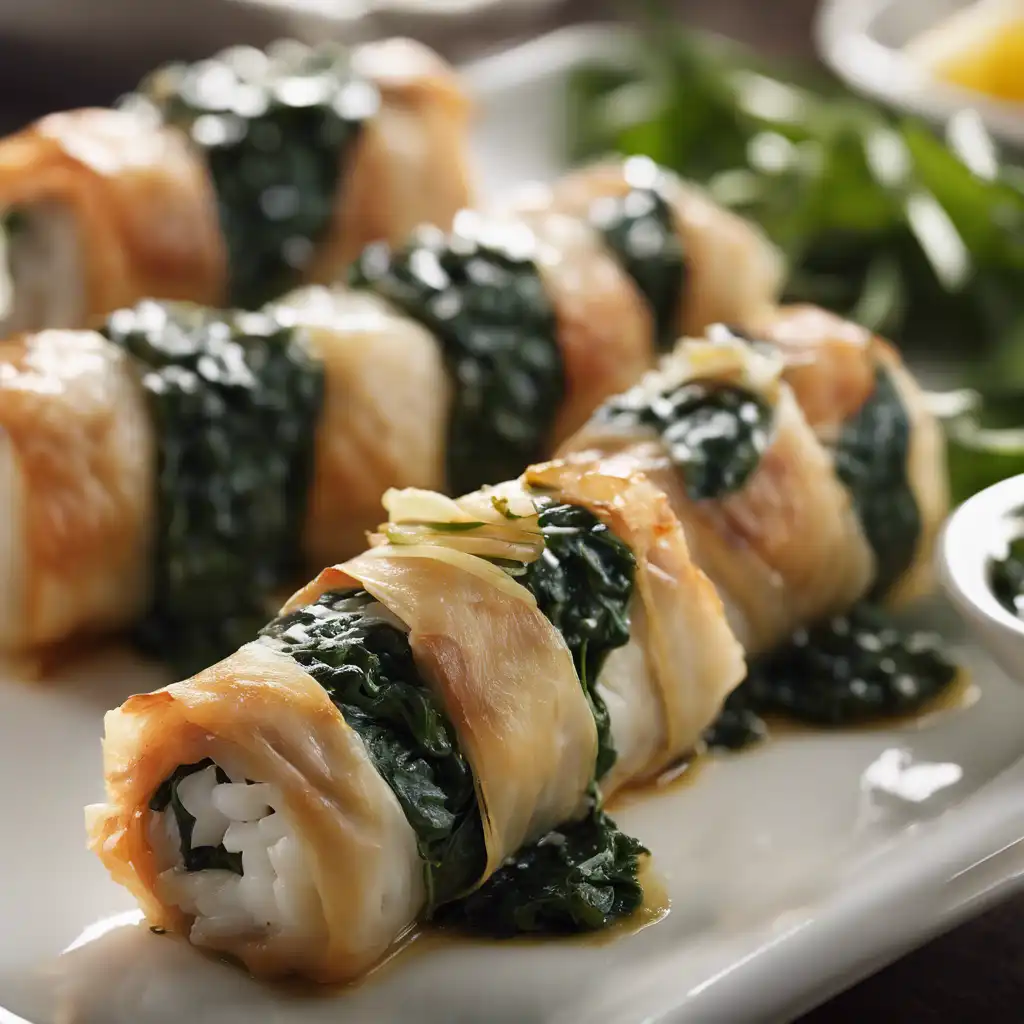 Fish Rolls Stuffed with Spinach