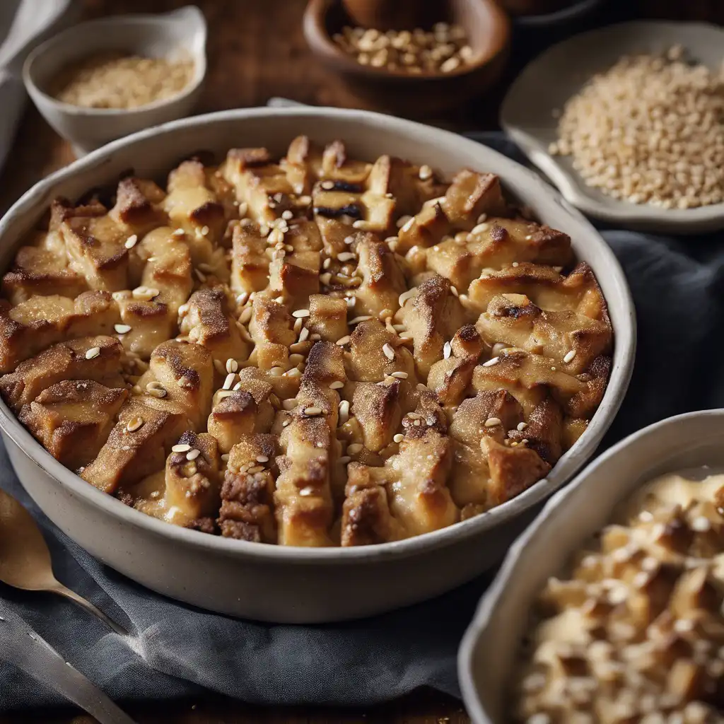 Peanut Bread Pudding with Sesame Seeds