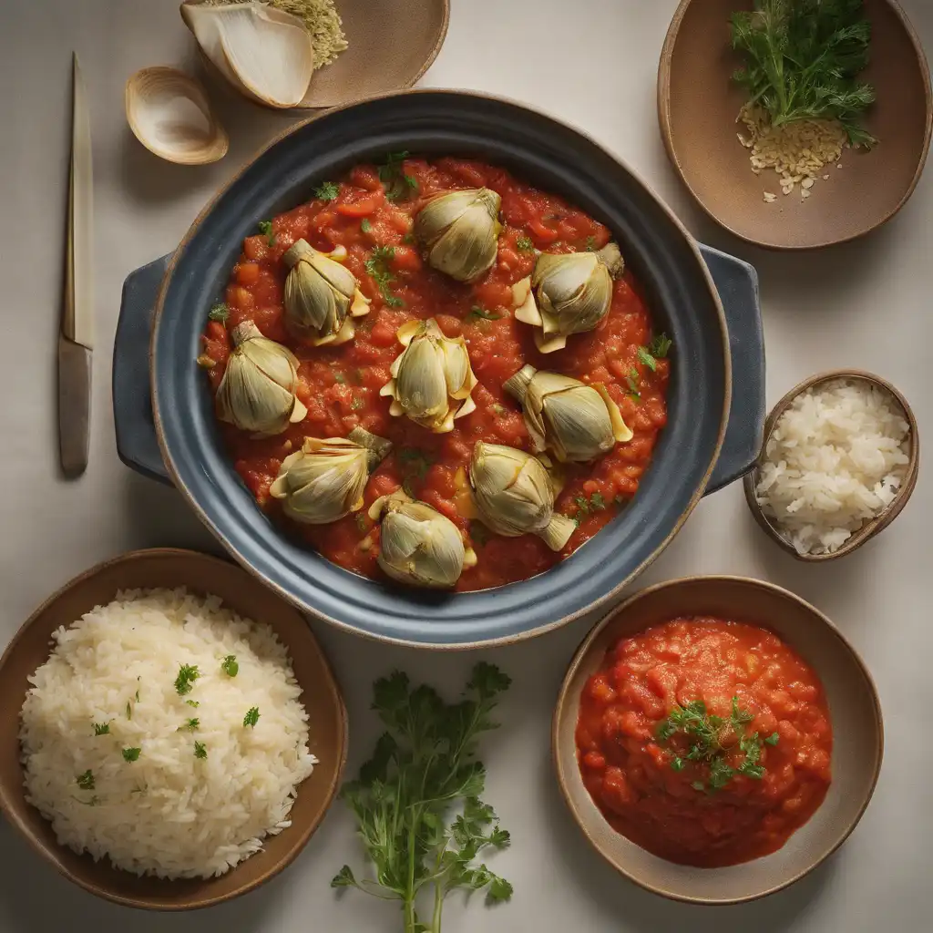 Artichoke Bottom with Tomato and Rice