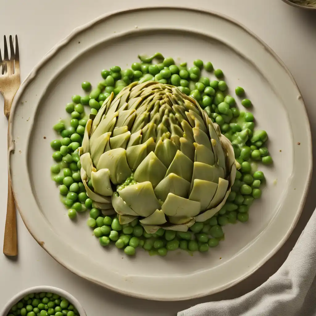 Artichoke Bottom with Peas and Sauce