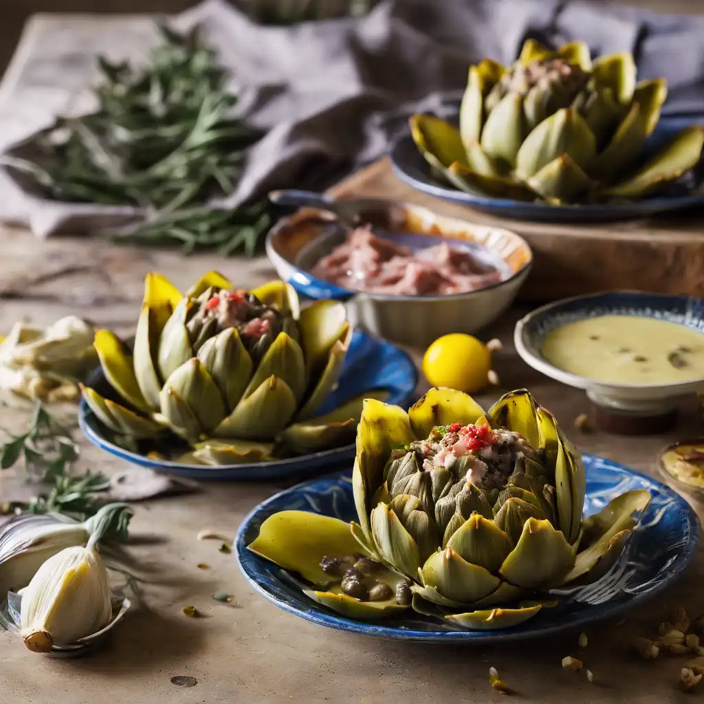 Stuffed Artichokes with Tuna and Anchovies