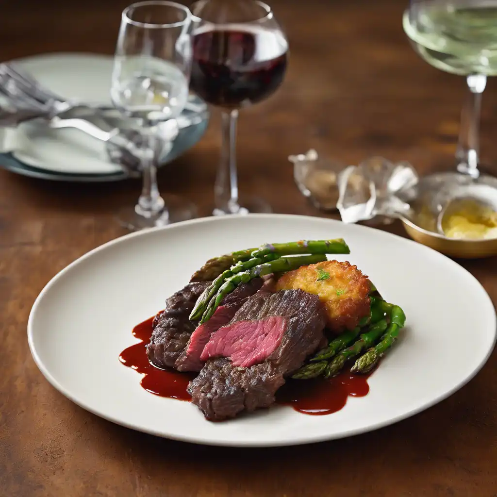 Hanger Steak with Asparagus Fritters