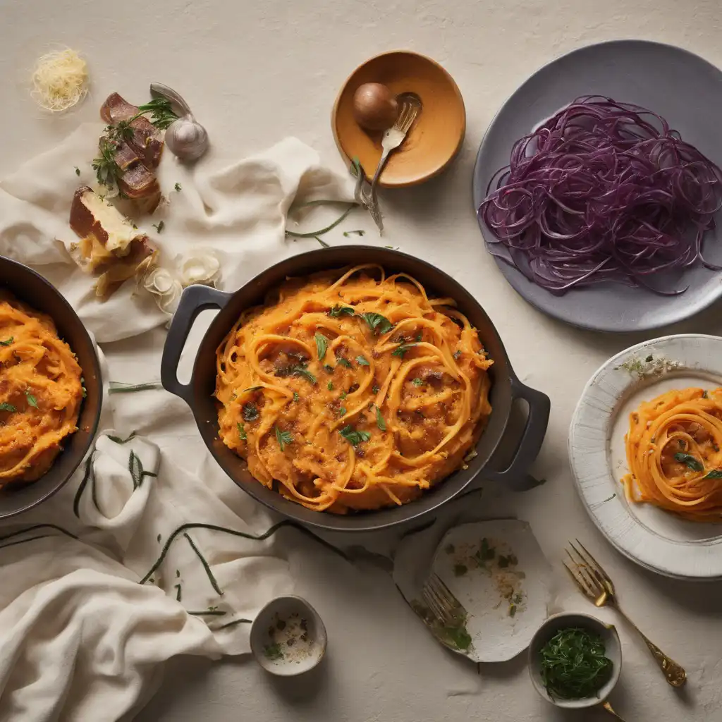 Mashed Sweet Potato and Linguine Casserole