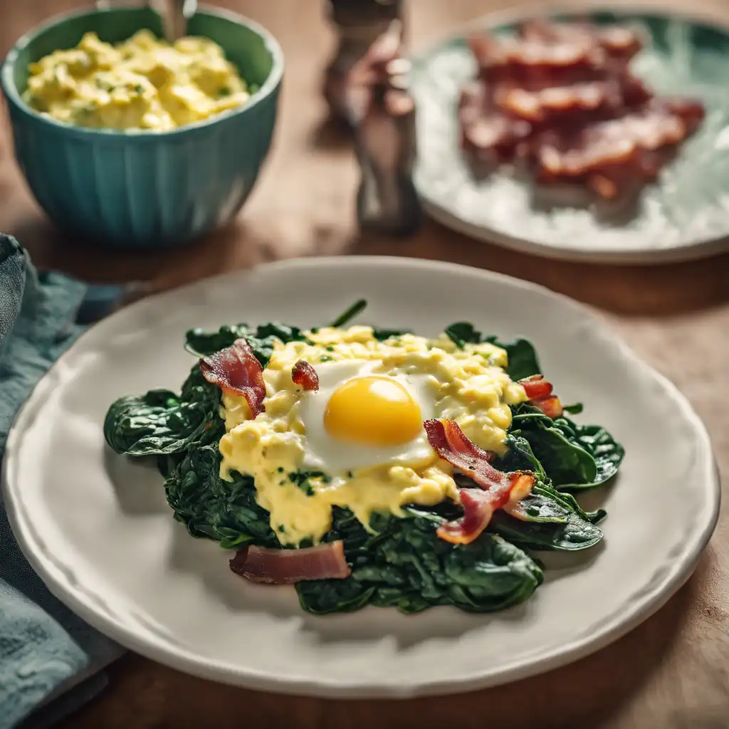 Spinach with Bacon and Scrambled Eggs