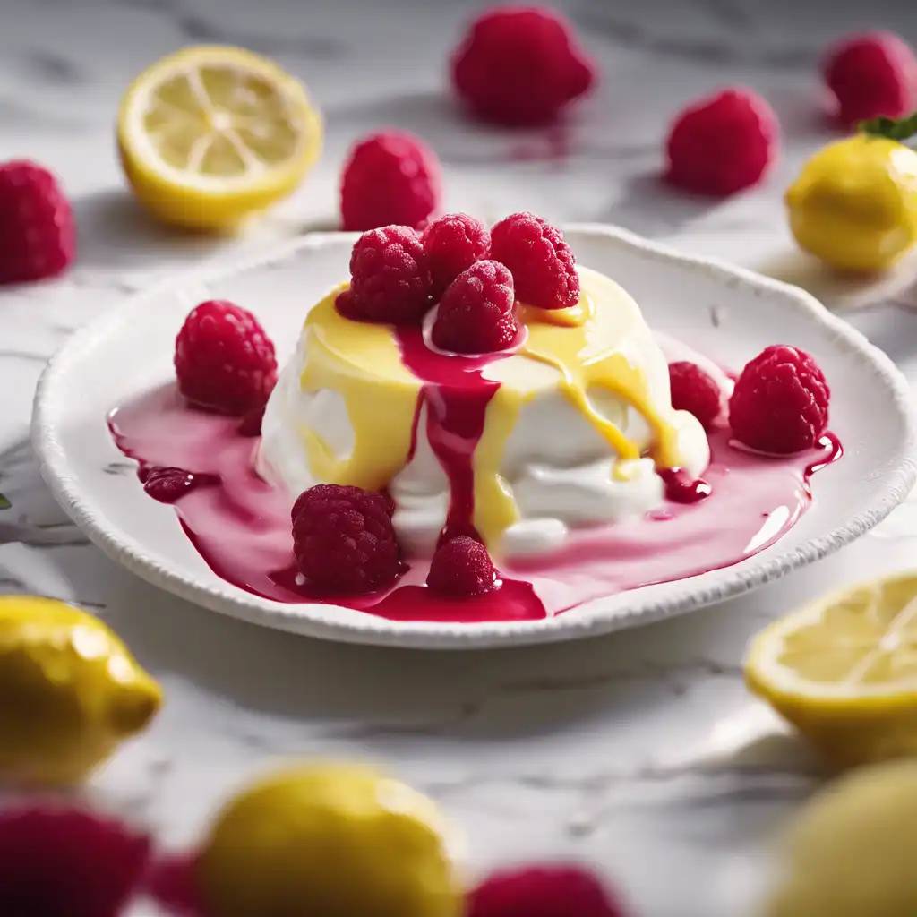 Lemon Cream with Raspberry Sauce