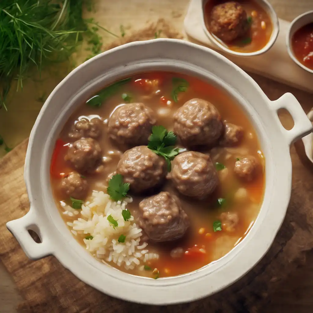 Beef and Rice Soup with Meatballs