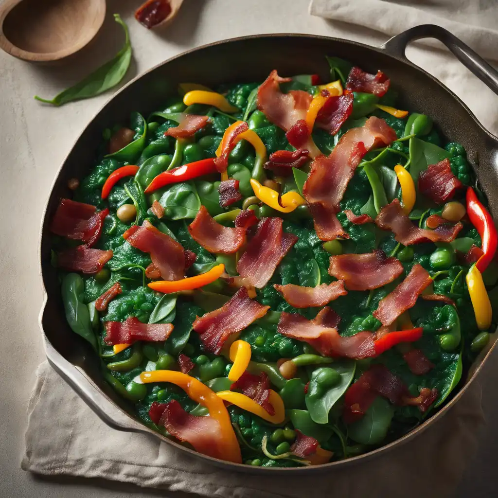 Spinach with Bacon and Peppers