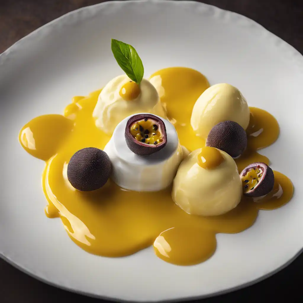 Lemon Cream with Passionfruit Sauce