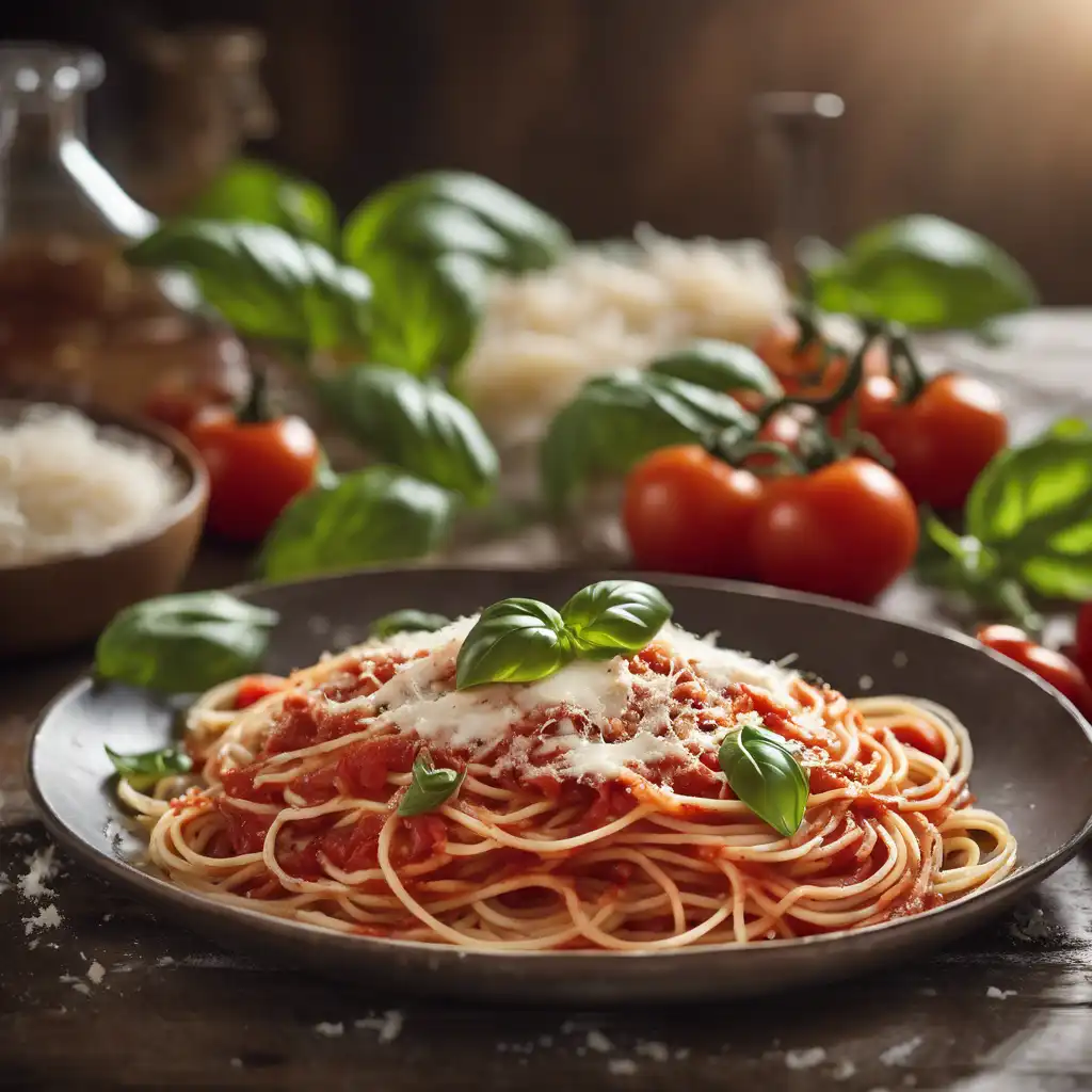 Spaghetti with Mozzarella, Tomato, and Basil