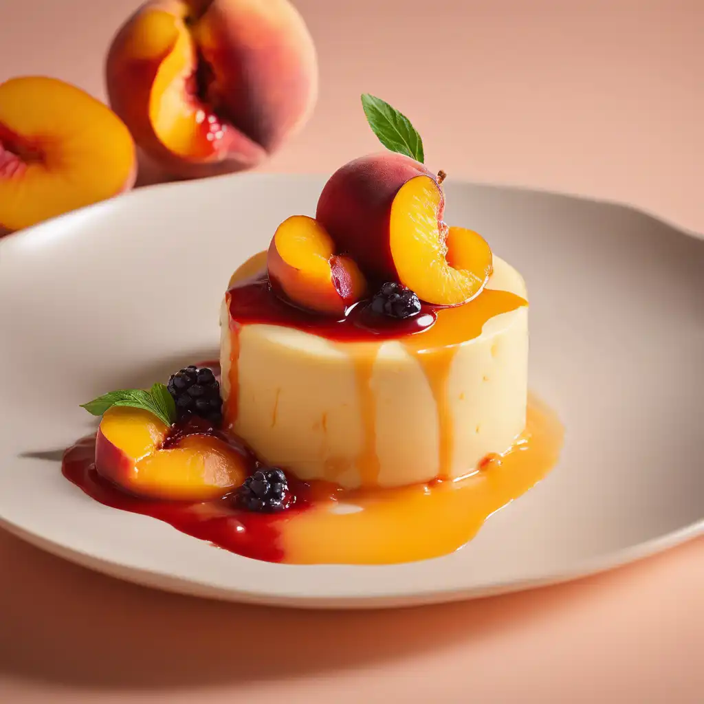 Peach Custard with Fruit Sauce