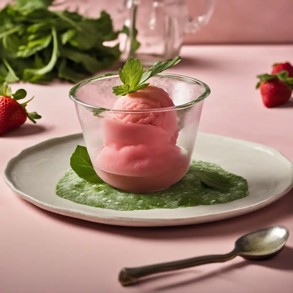 Strawberry Sorbet with Dandelion Greens Refresher