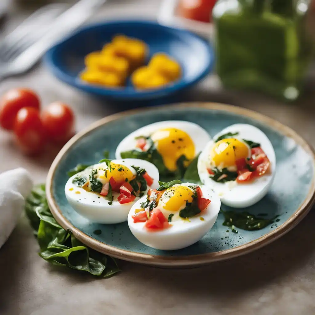 Stuffed Eggs with Tomato Salad