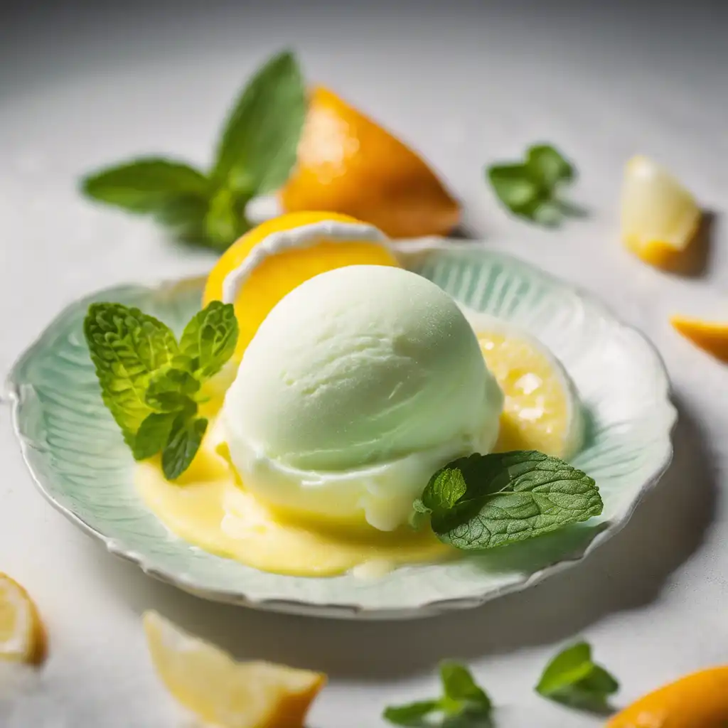 Lemon and Orange Sorbet with Mint Cream