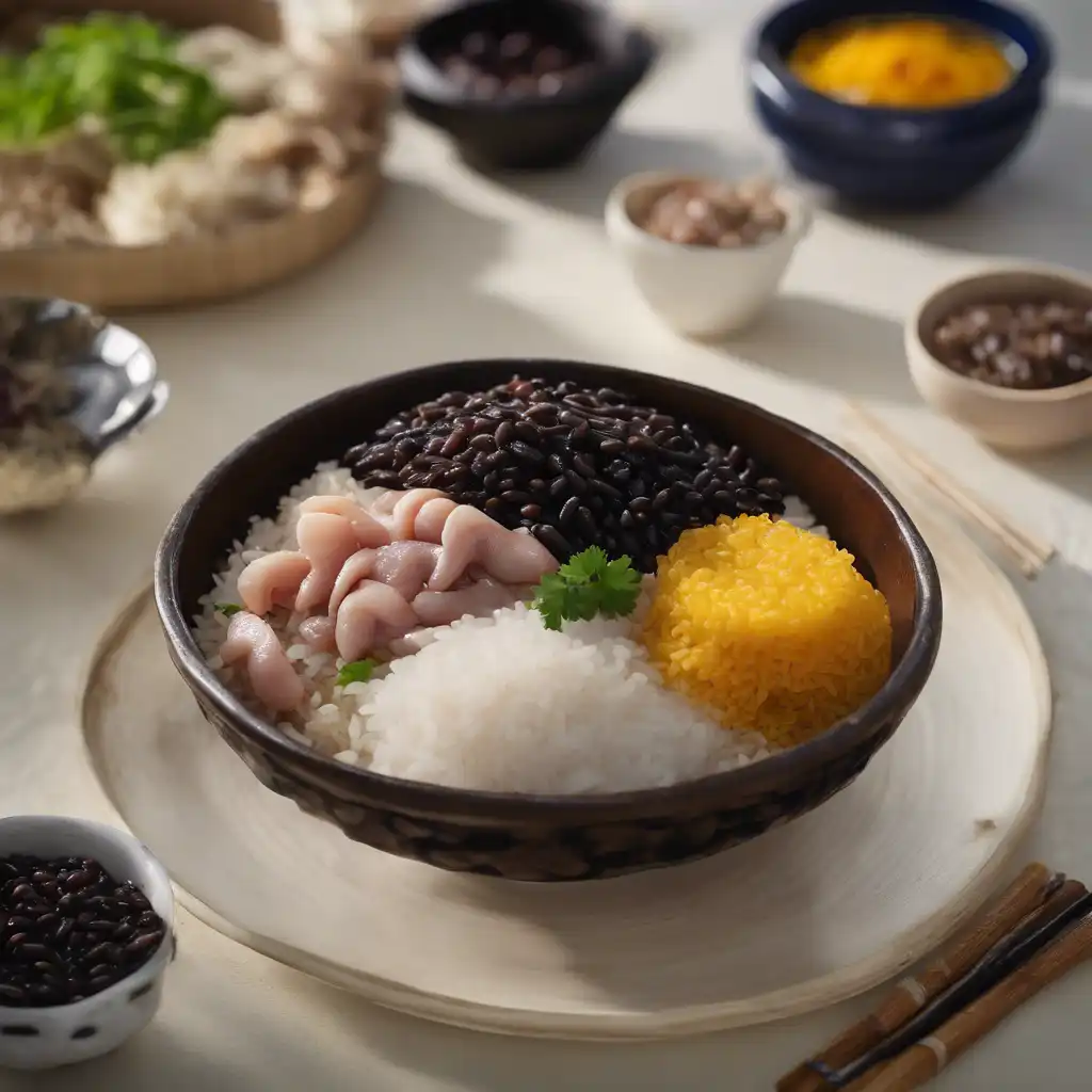 Foto de Arroz com feijão preto e linguiça