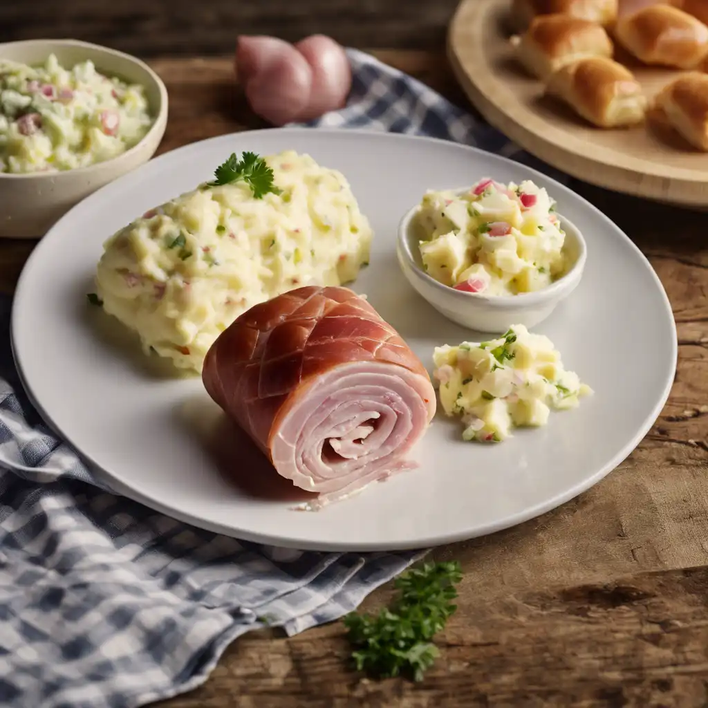 Ham Roll with Mashed Potato Salad