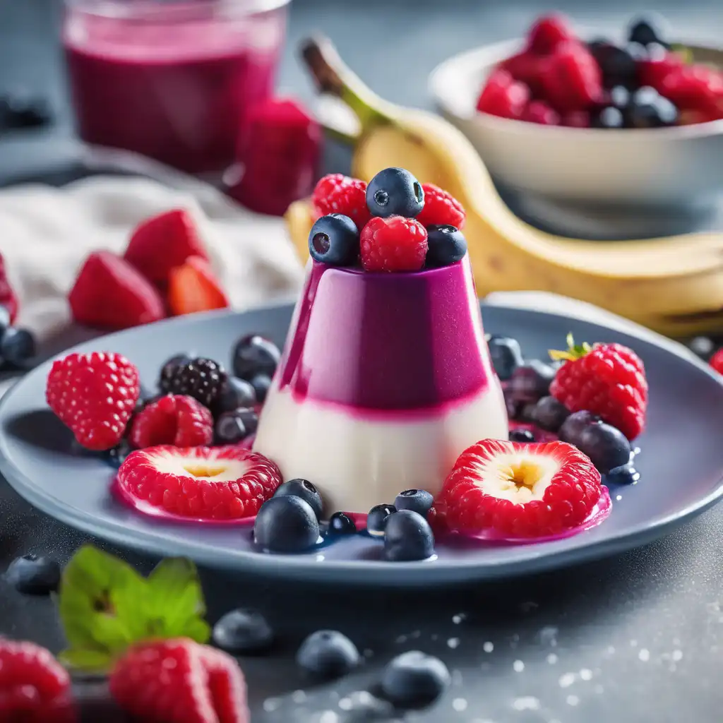 Raspberry, Strawberry, or Blueberry Panna Cotta with Banana