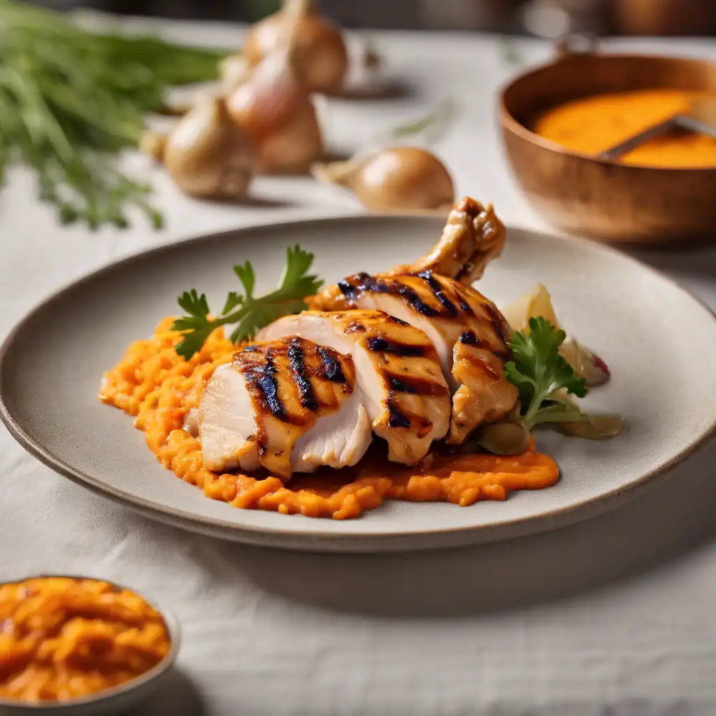 Foto de Frango na grelha com molho de nabo e cebola