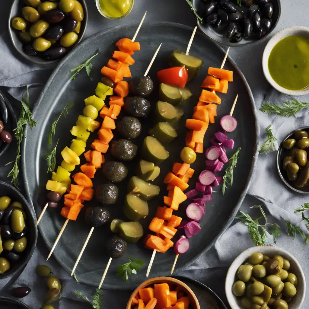 How to prepare pickle and olive kebabs