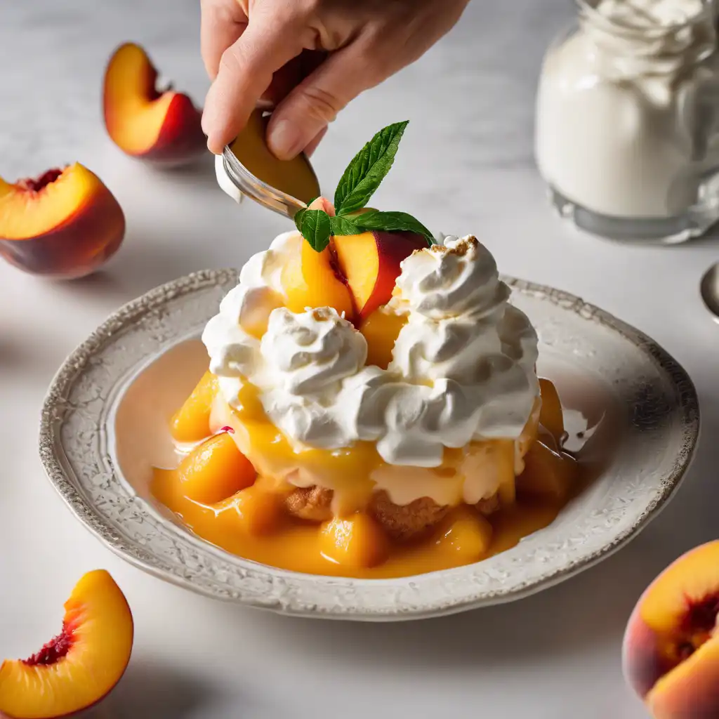 Peach Pudding with Whipped Cream