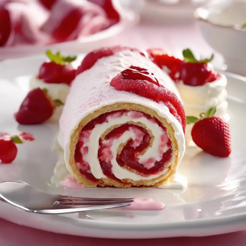 Strawberry Roll Cake with Cherry Filling