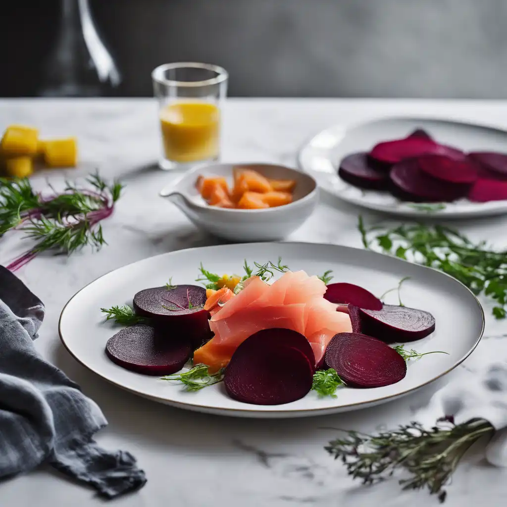 "Beet and Beetroot Salad with Smoked Salmon"