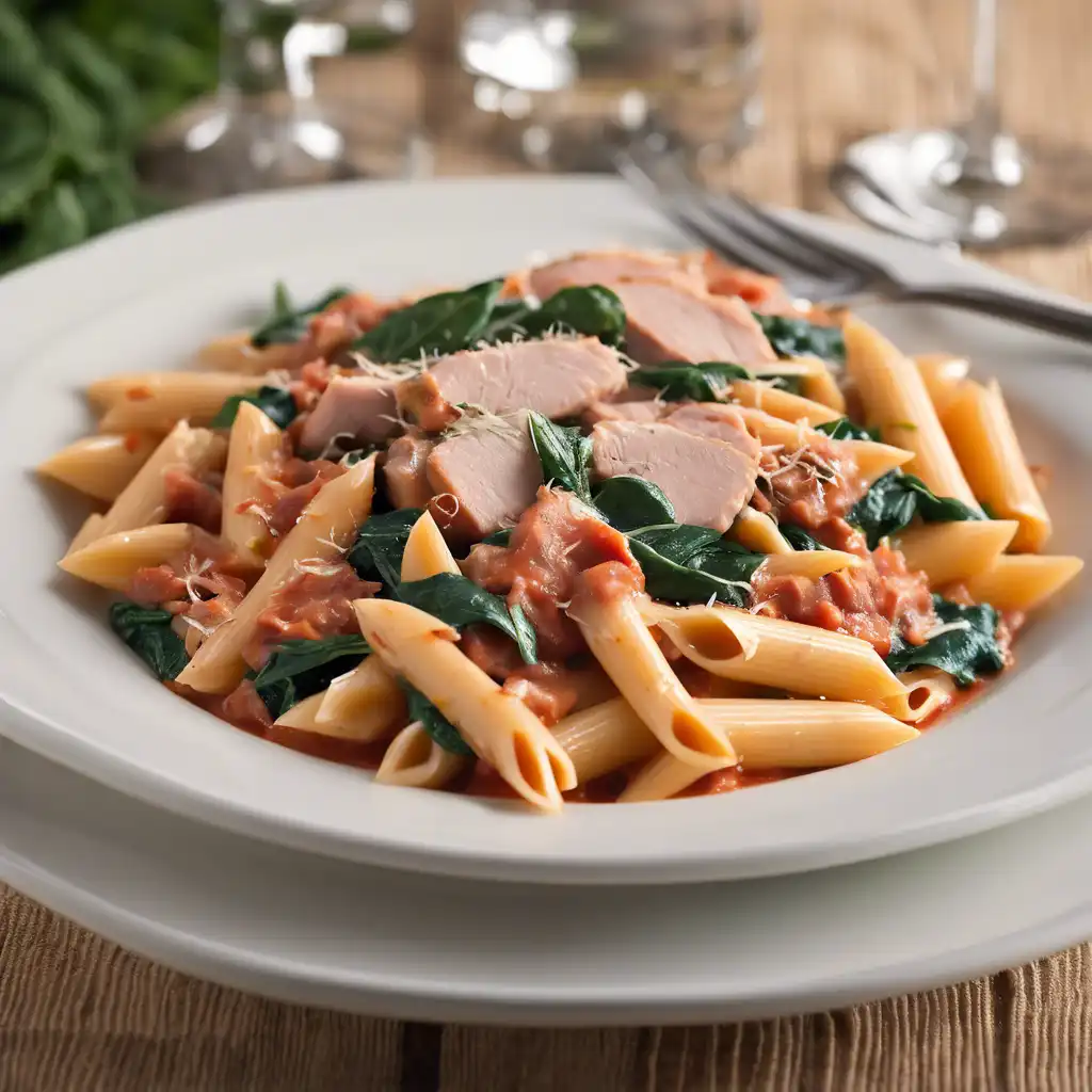 Penne with Pork Loin and Spinach