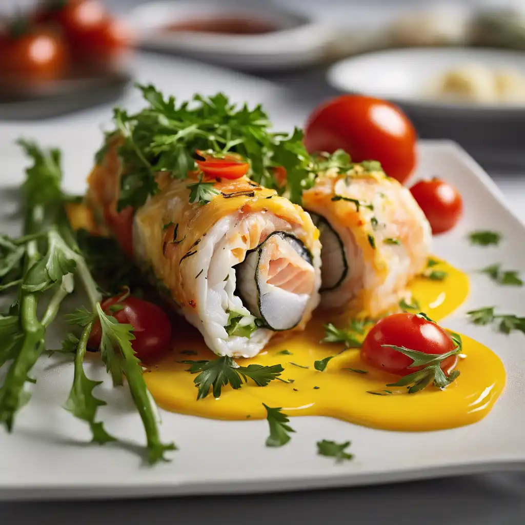 Baked Fish Roll with Tomatoes