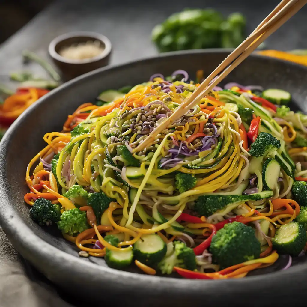 Zucchini Noodle Stir Fry with Vegetables and Mustard Seeds