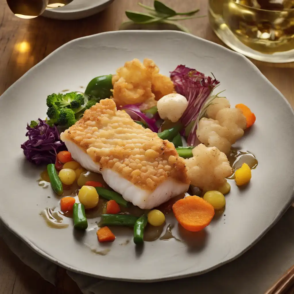 Cod with Pork Rinds and Vegetables