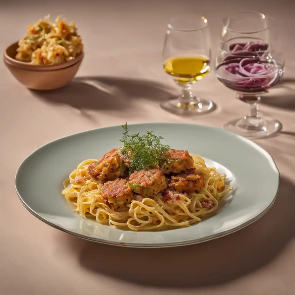 Fettuccine with Tuna Fritters