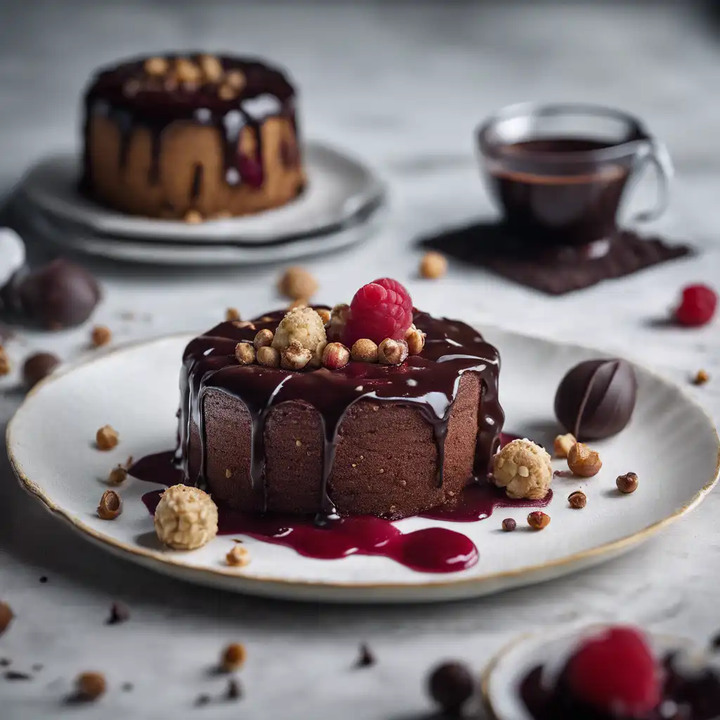 Hazelnut Cake with Raspberry Sauce