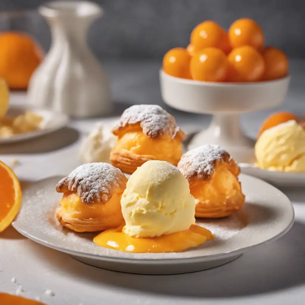 Ricotta Cream Puffs with Orange Gelato