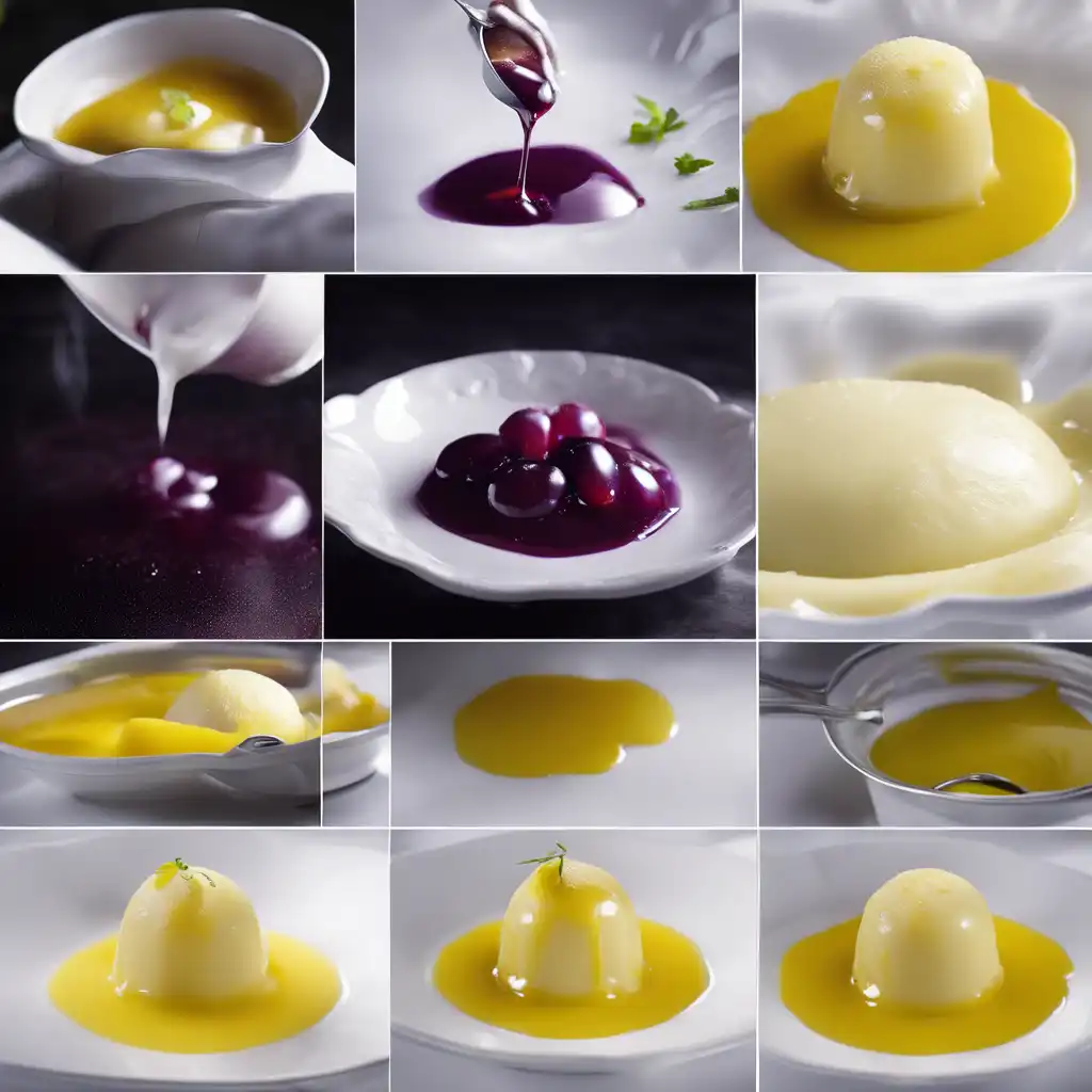 Lemon Pudding with Grape Sauce