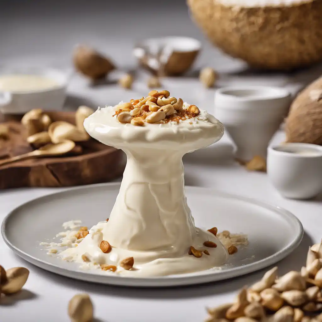 Coconut Pudding with Cashew Cream Sauce