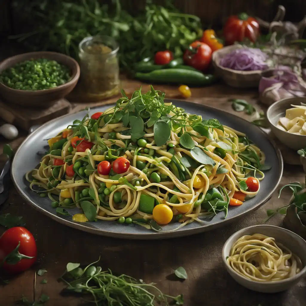 Foto de Linguine com legumes e hortelã
