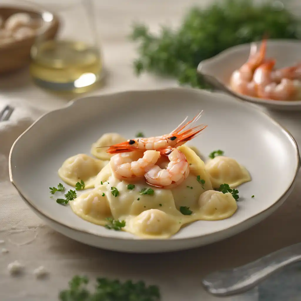 Open Ravioli with Shrimp