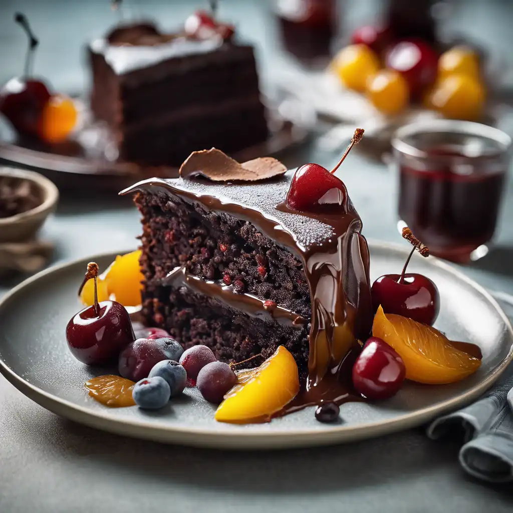 Bolo de chocolate com frutas cristalizadas