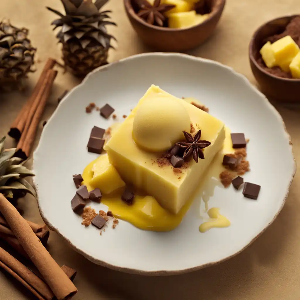 Custard with Cinnamon and Pineapple Sorbet