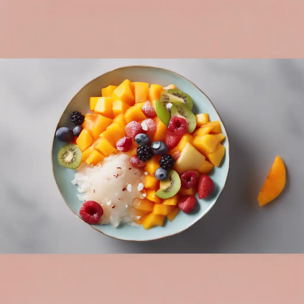 Fruit Salad with Liqueur Syrup and Coconut