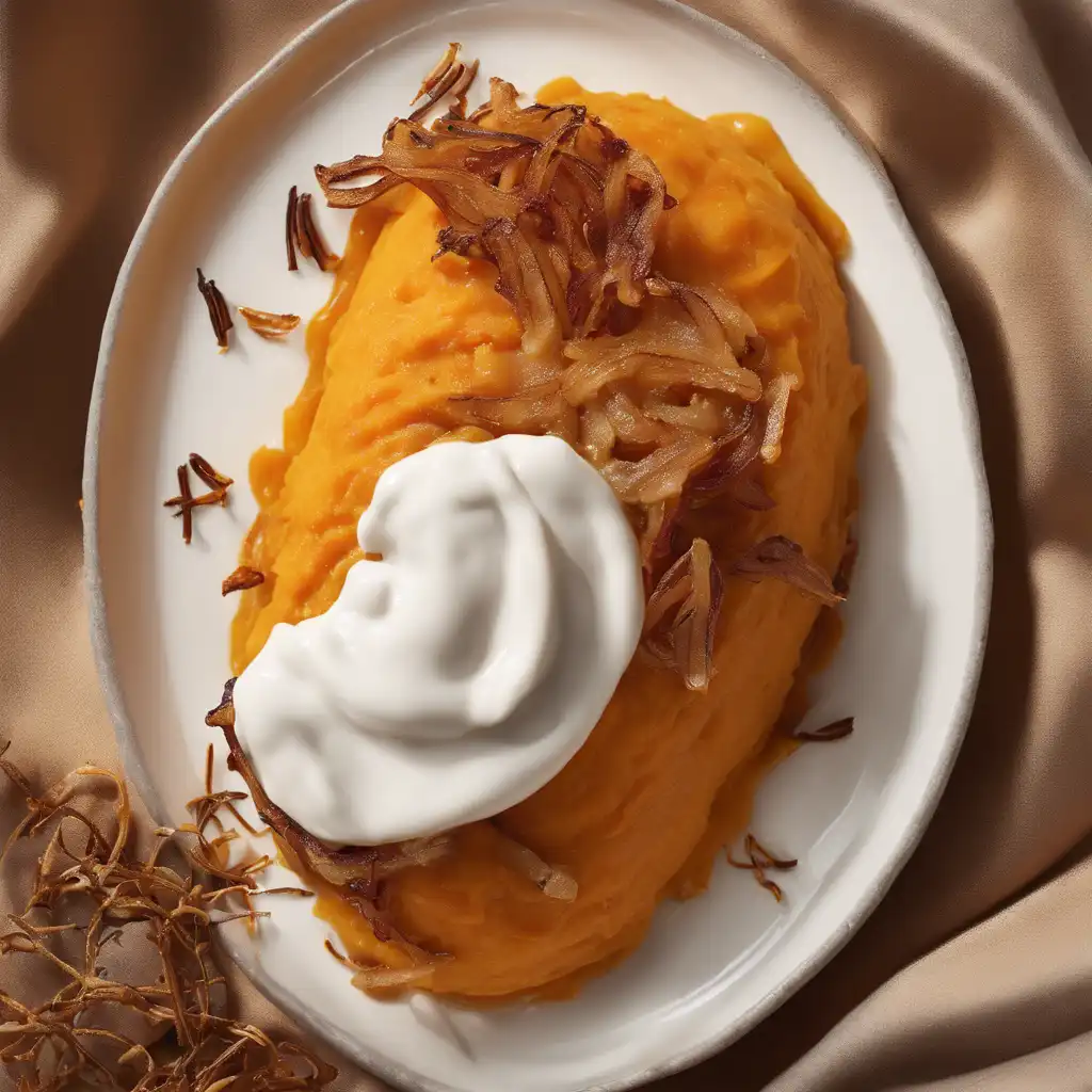 Sweet Potato Pudding with Fried Onion