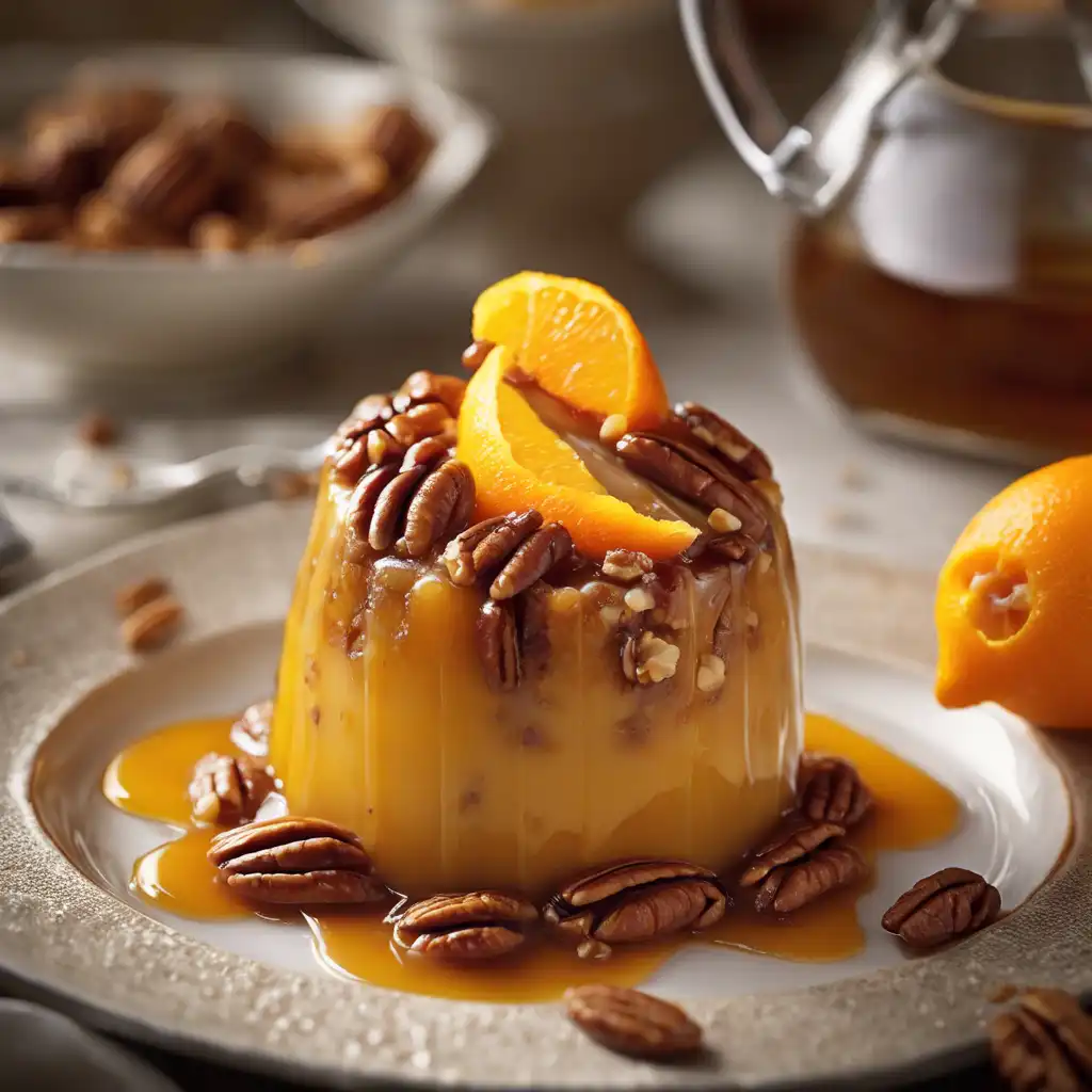 Pecan Pudding with Orange Syrup