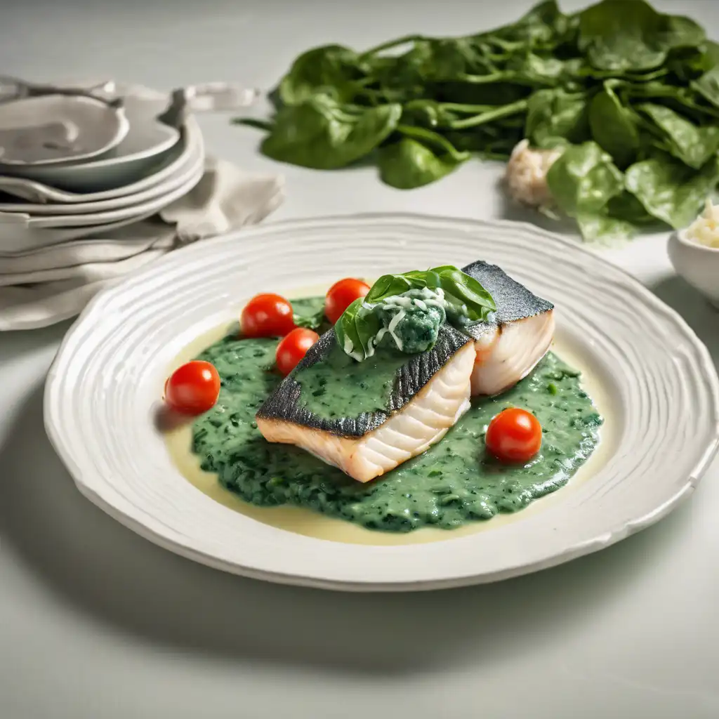 Sea Bass with Spinach Cream Sauce