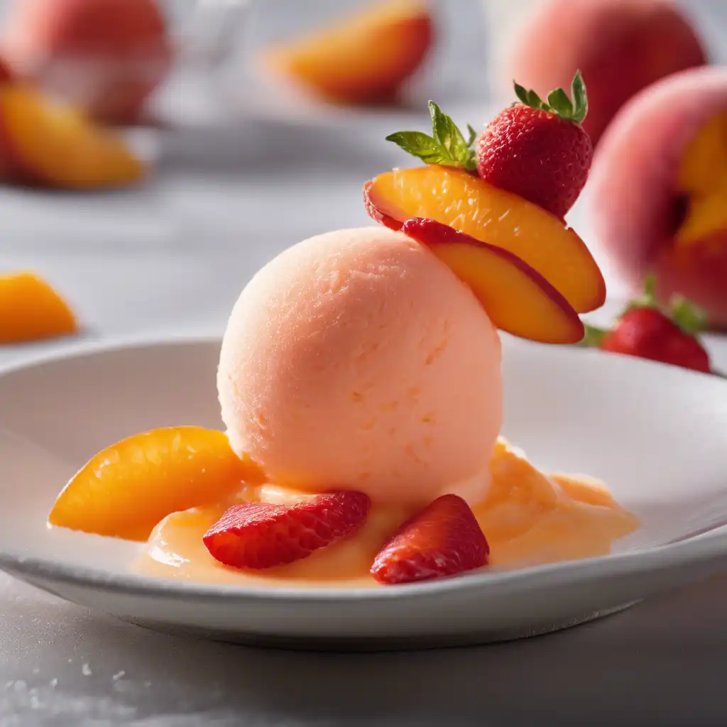 Peach Sorbet with Strawberry and Orange